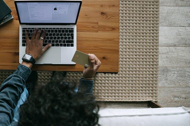 a person making an online payment with a card